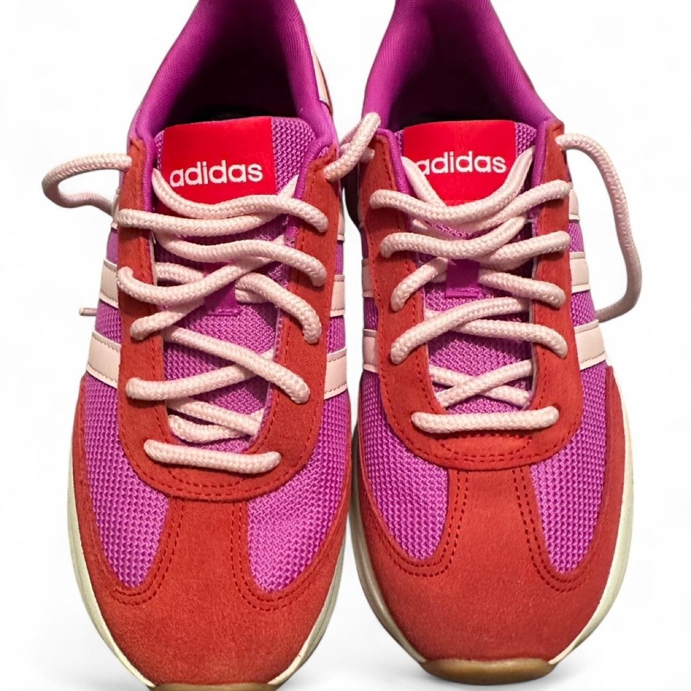 Adidas originals cloudfoam forum low sneakers in pink and red